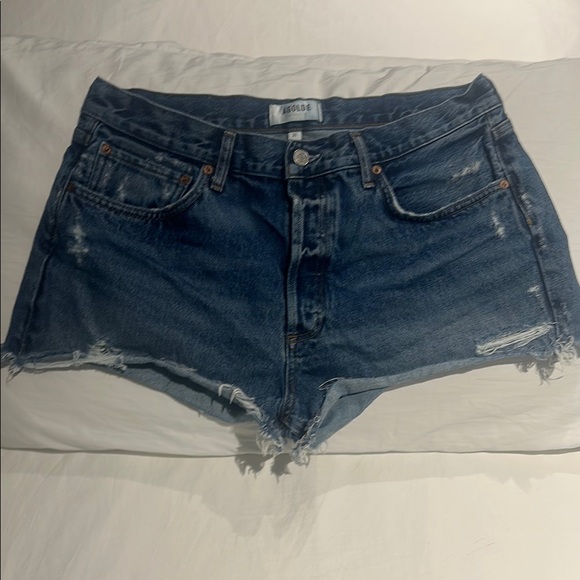 Agolde Parker High Waist Vintage Cutoff Denim Shorts (Dark Swapmeet)
